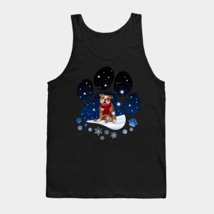 Snow Paw Old English Bulldog Christmas Winter Holiday Tank Top